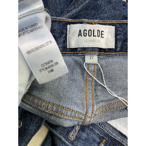 Agolde 'Dame' Blue Cotton High Rise Wide Leg Denim Jean Size 27 - Picture 4 of 4